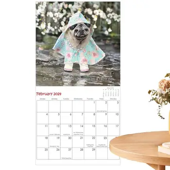 Drăguț Câine 2024 Calendar Pui Lunar Calendare de Perete 12 X 12 țoli Pug Drăguț Imagini de Animale Calendar Planificator de Familie și de zi cu Zi