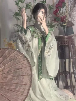 Original Hanfu Femei Dinastiei Ming Nemuritor Spiritul Stand Guler Nor Umăr Broderie Student Elegant Verde