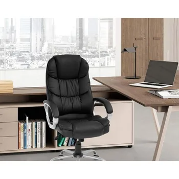 Scaun de birou, ergonomic, scaun directorial, din piele PU de rotație munca scaun cu spătar înalt, cotiere si suport lombar