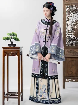 China Femeile Qing Imprimate Vrac Maneca Lunga Rochie Cheongsam Qipao Costum Cosplay Fata De Cal Fusta Brodata Hanfu Haine