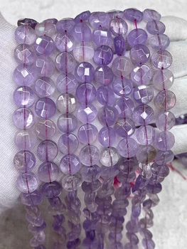 Naturale Cristal de Ametist Crcular Violet Jad Secțiunea Margele Fatetate Liber Spacer Pentru a Face Bijuterii DIY Brățară Colier 15