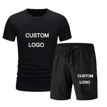 LOGO-ul personalizat Populare Barbati tricou+pantaloni scurți Costum barbatesc Costum de Sport de Moda Casual cu mânecă Scurtă T-shirt Set Bărbați Jogging Costum Set