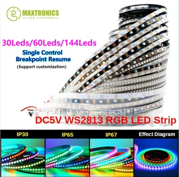 DC5V WS2813 Benzi cu LED-uri RGB Full Color Adresabile Individual Unic de Control Întrerupere Cv 30/60/144Pixels/Led-uri/M Bandă de Lumină