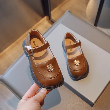Pentru copii Pantofi Casual Flori Chic marea Britanie Stil Fete Pantofi de Piele 2023 Primăvara și Vara Noi Deget de la picior Pătrat Moale Moda pentru Copii