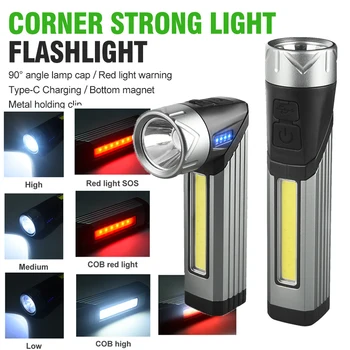 LED Puternic Masina Lanterna Portabil Magnet în aer liber Camping Lanterna 90 ° Cap Rotativ Multifuncțional Pliere Portabile Lumini de Lucru