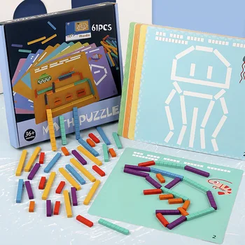 Jucarii din lemn Montessori Meciuri Joc de Puzzle DIY Matematica Geometrie Bord Joc de Gândire Logică Meci de Pregătire Jucarii Educative Pentru Copii