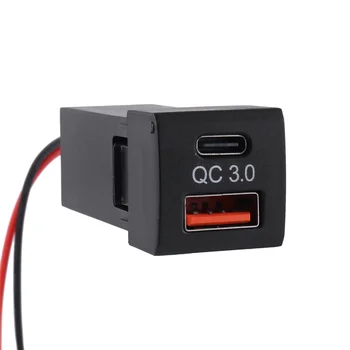 Auto Dual USB Încărcător de Priză PD Tip C Adaptor pentru Toyota QC Quick Charge 3.0