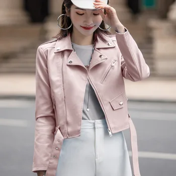 Geaca de Piele scurt costume pentru Femei Guler Motocicleta coreeană Versiunea Slim de Moda Stil Occidental Fata Geaca de Piele