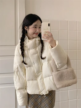2023 Noi de Iarna Femei Purta coreean Academia de Stil cu Traf Liber și Îngroșat Design, Cald Scurtă cu Glugă Jos Haina