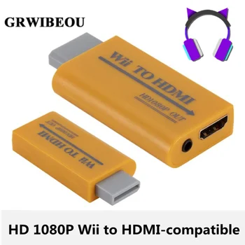 GRWIBEOU HD 1080P Wii la HDMI compatibil cu Convertor Adaptor Wii2HDMI-compatibil Converter 3.5 mm Audio pentru PC HDTV Monitor