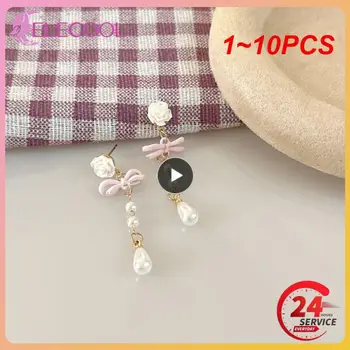 1~10BUC Moda franceză Minunat Vintage Elegant Mini de Lux Arcul de Inimă Ureche Stud coreea Style Cercei cu Perle Femei Picătură Cercei