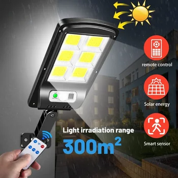 LED Senzor Inteligent de Încărcare Solară Strada Grădină de Lumină în aer liber, 3 Moduri de Control de la Distanță Lampă de Perete IP67 120COB