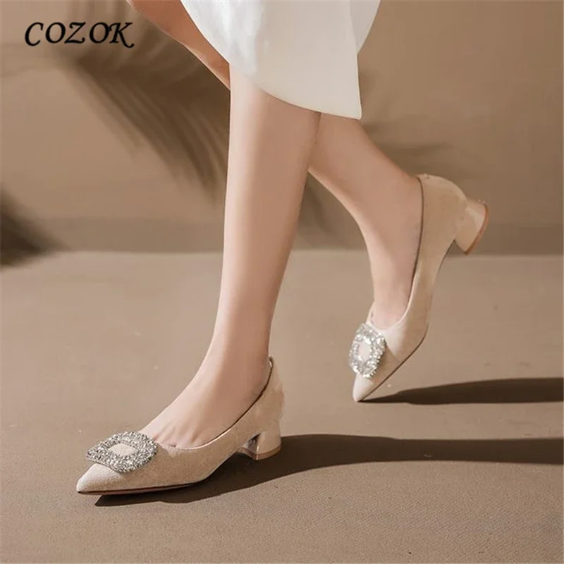 Coreea Moda Cristal a Subliniat Toe Pompe de Pantofi pentru Femei 2023 Turma de Lux Tocuri Joase