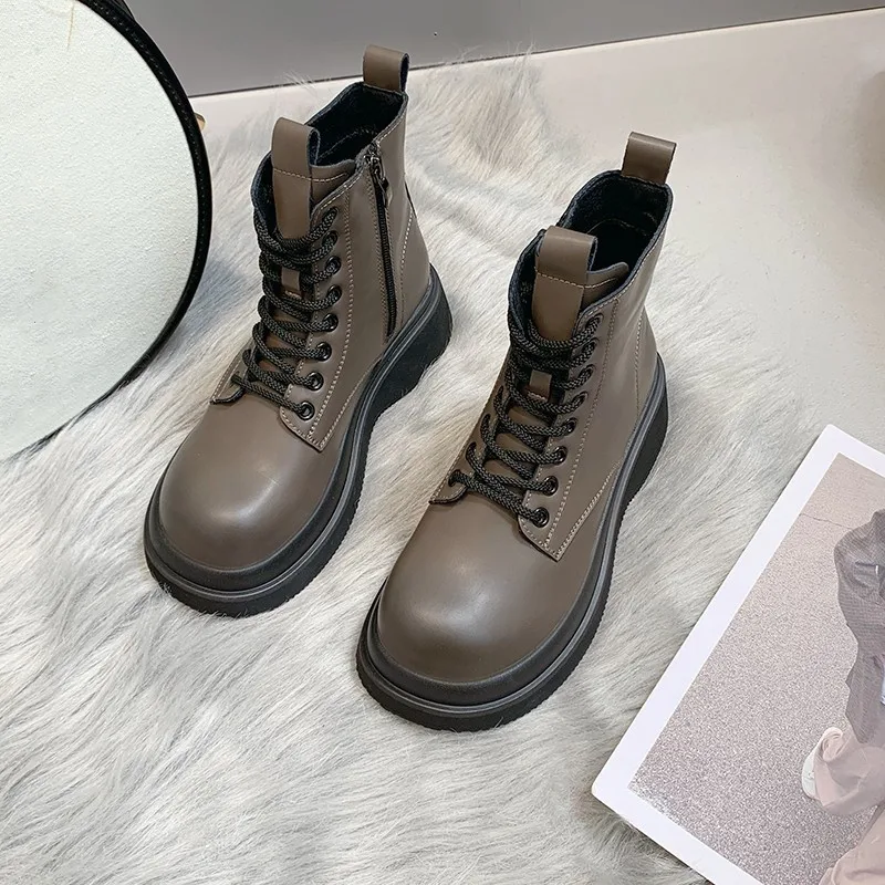 Femei Vintage 2022 New Design Din Piele Pu Martin Cizme Lungime De Glezna Pantofi Rotund-Deget De La Picior Stil Coreean Pantofi